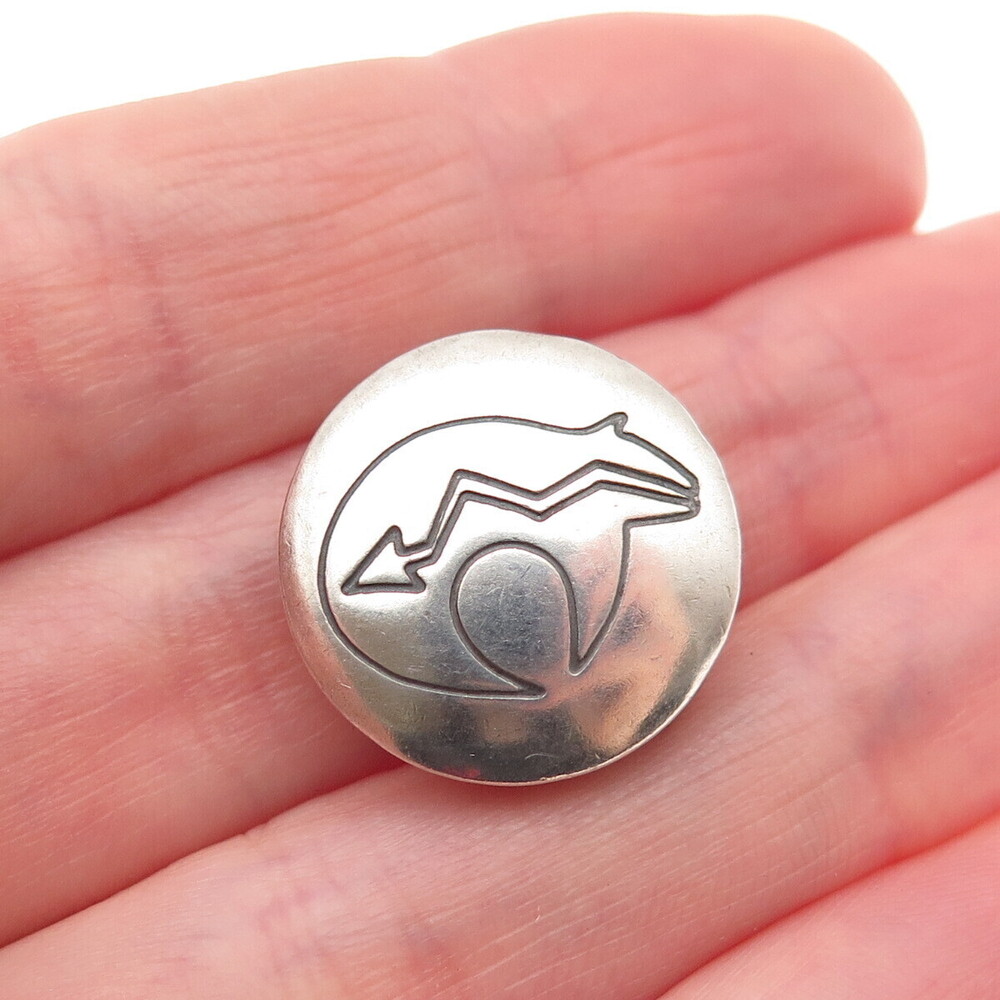 Old Pawn 925 Sterling Silver Vintage Southwestern Native Bear Tribal Clip Button